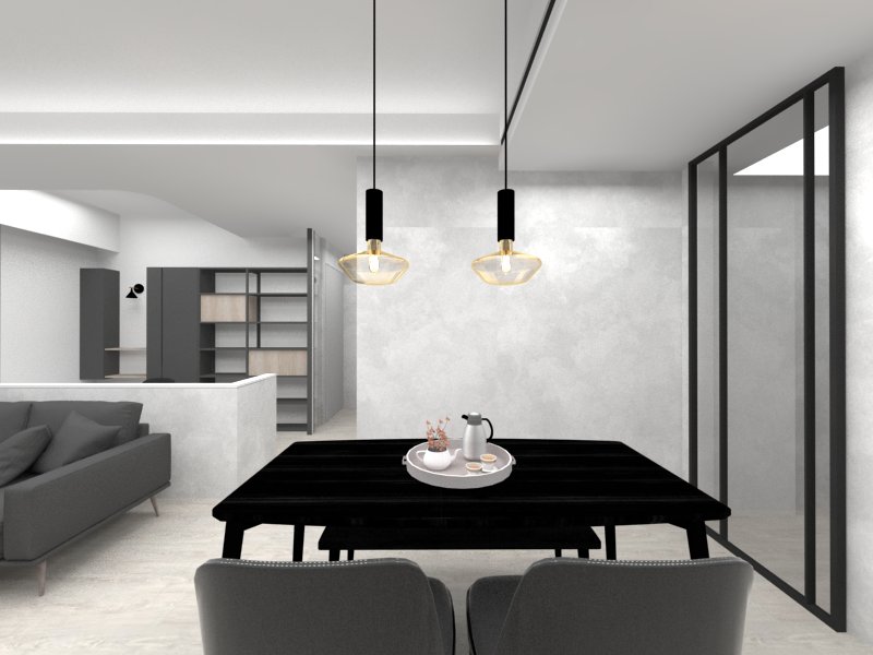 3D rendering of the dining area